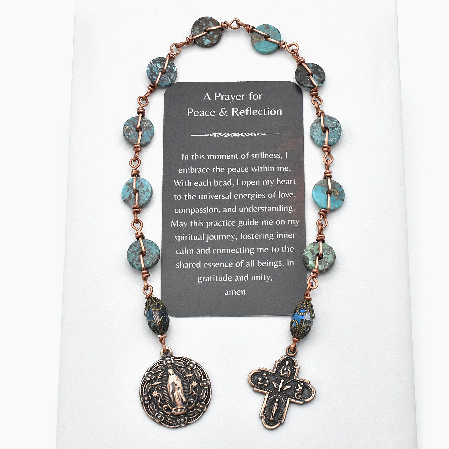 Handmade Turquoise & Copper One-Decade Spiritual Chaplet – One of One (13.25" Length)