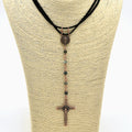 One-of-a-Kind Suede St. Benedict Cross Choker – Handmade Copper & Agate Sacred Necklace