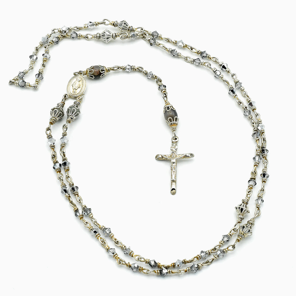 Handmade Sterling Silver & Jasper Five-Decade Rosary – One of One (21″ Length)