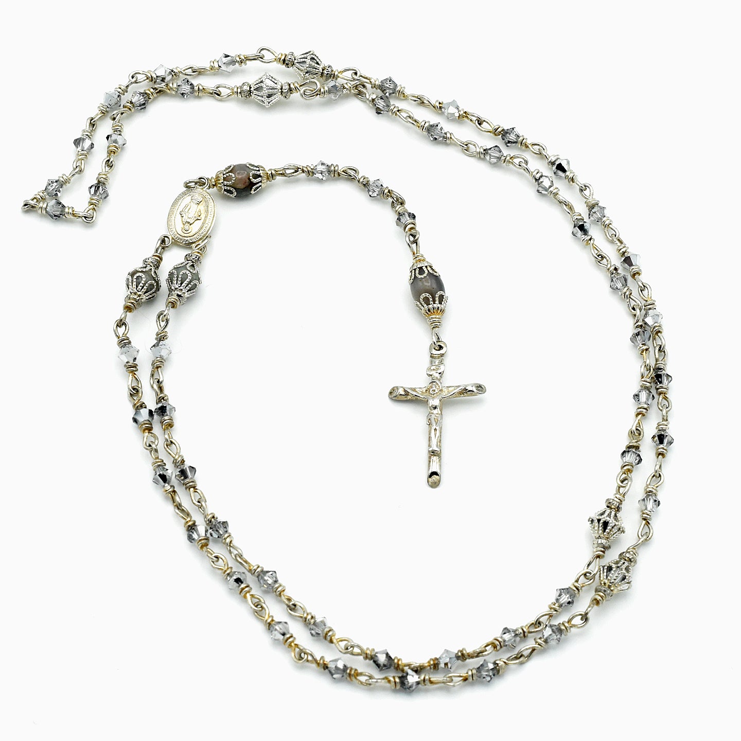 Handmade Sterling Silver & Jasper Five-Decade Rosary – One of One (21″ Length)