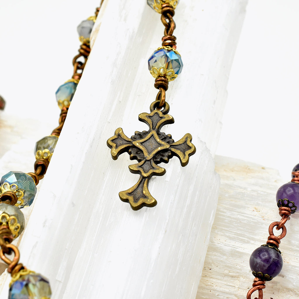 Handmade Copper & Crystal Pocket Chaplet – One of One (9″ Length)