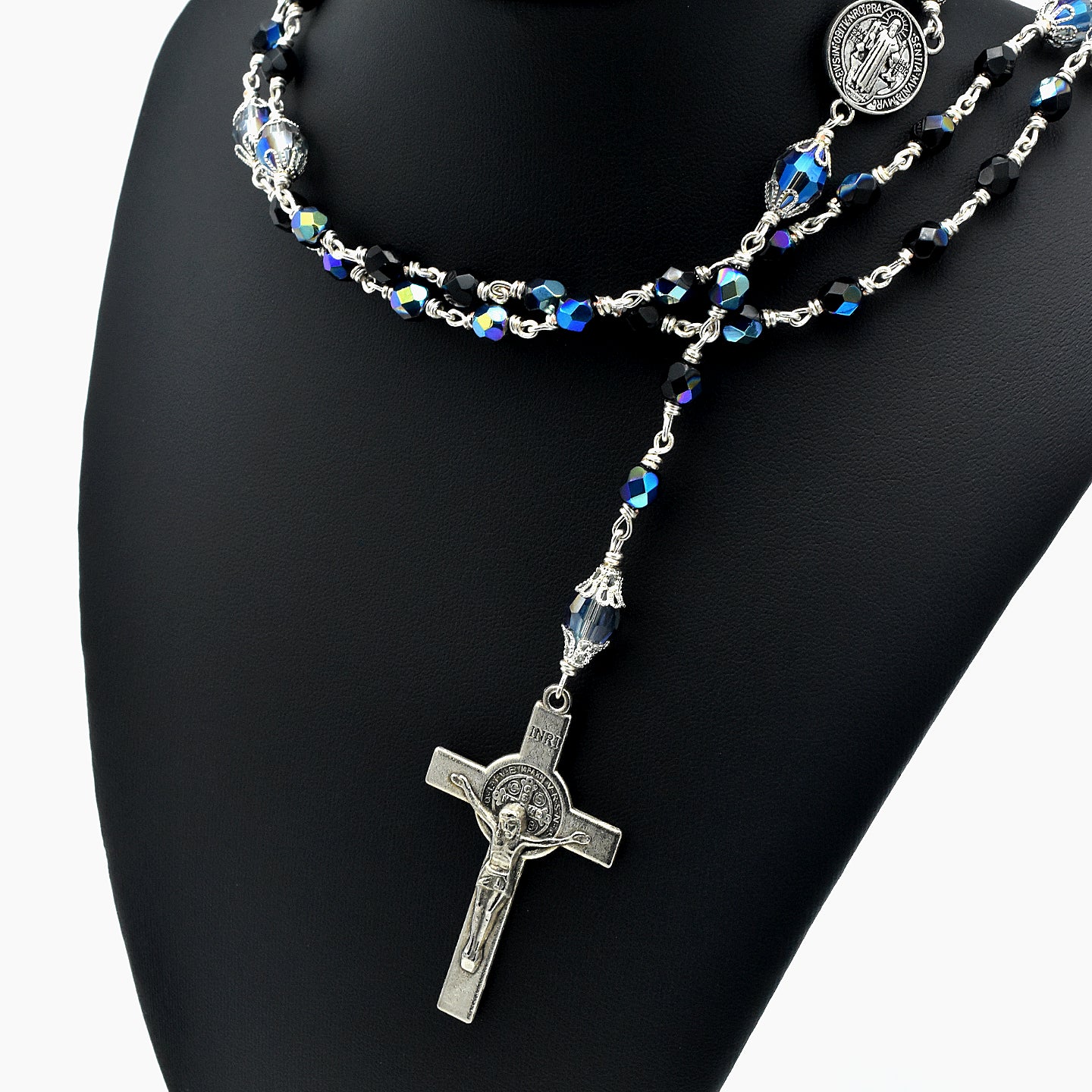 Handmade Silver-Plated Iridescent Five-Decade Rosary – One of One (22.5″ Length)