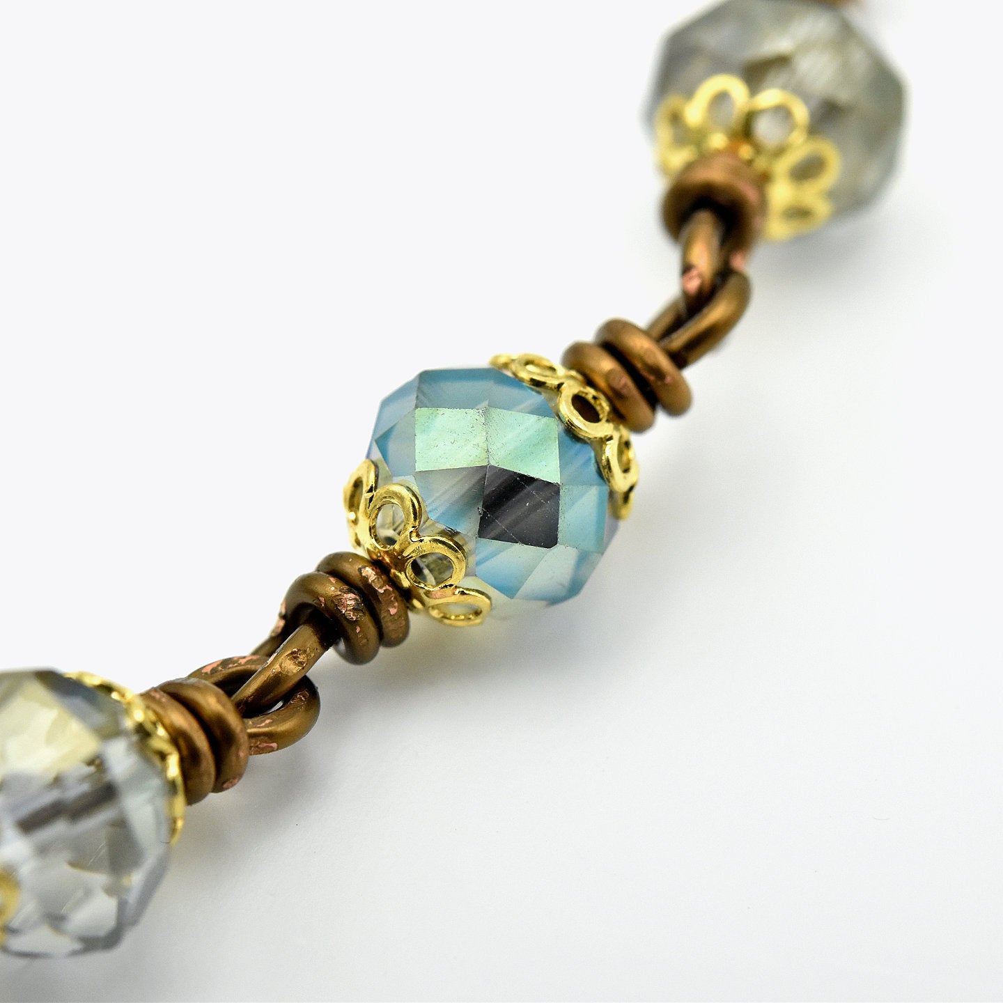 Handmade Copper & Crystal Pocket Chaplet – One of One (9″ Length)