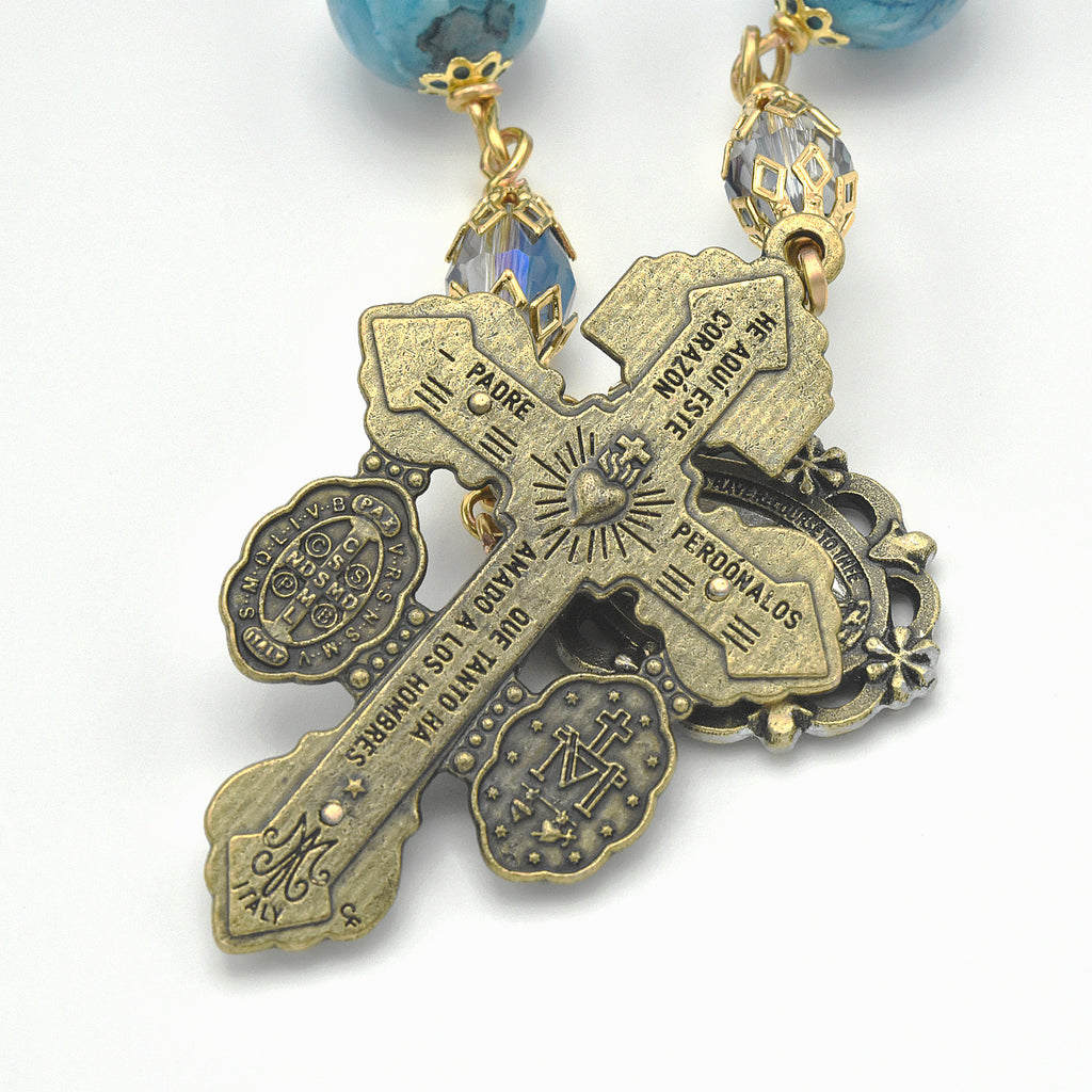 Blue Crazy Lace Agate One-Decade Pocket Chaplet – One of One (15" Length)