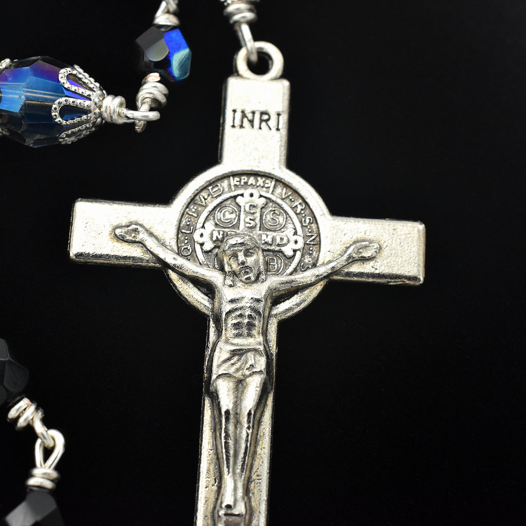 Handmade Silver-Plated Iridescent Five-Decade Rosary – One of One (22.5″ Length)