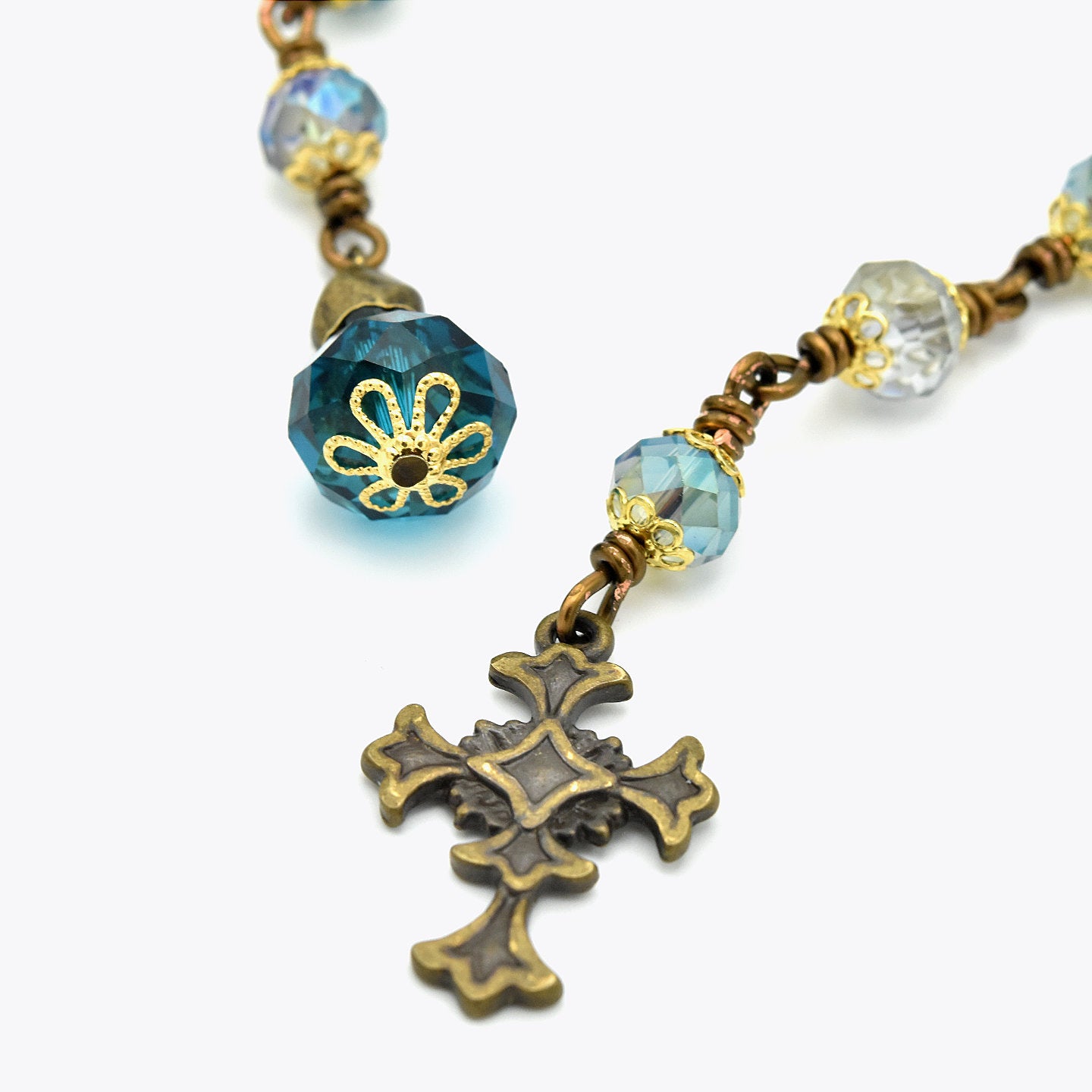 Handmade Copper & Crystal Pocket Chaplet – One of One (9″ Length)
