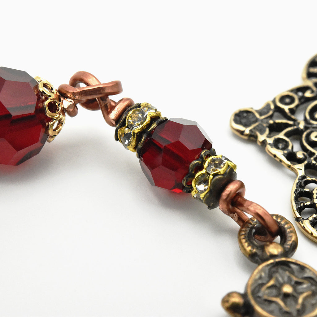 Handmade Preciosa Crystal & Copper One-Decade Pocket Chaplet – One of One (13″ Length)