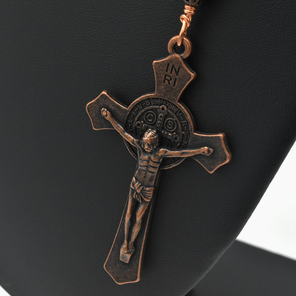 Handmade Copper Amethyst & Leopard Jasper Five-Decade Rosary – One of One (25.5″ Length)