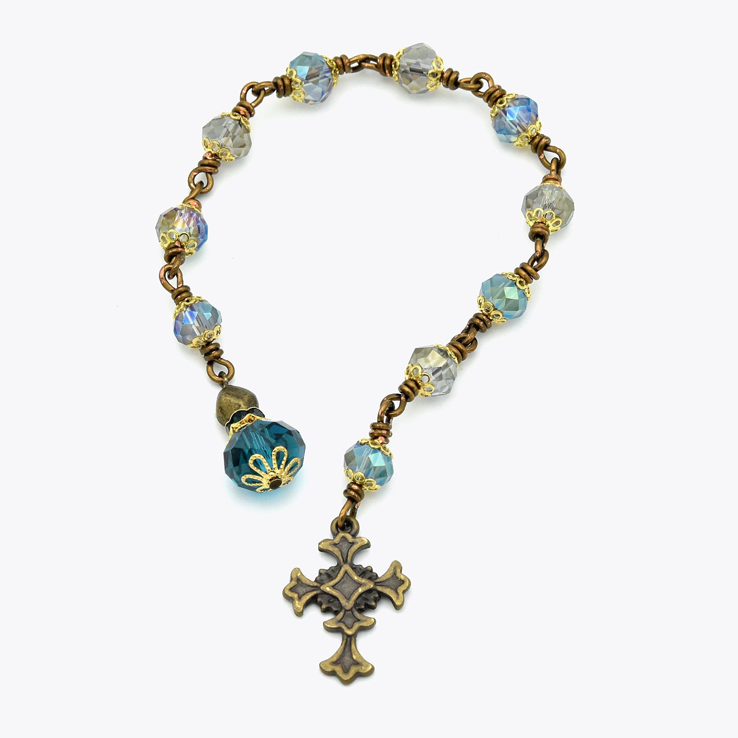 Handmade Copper & Crystal Pocket Chaplet – One of One (9″ Length)
