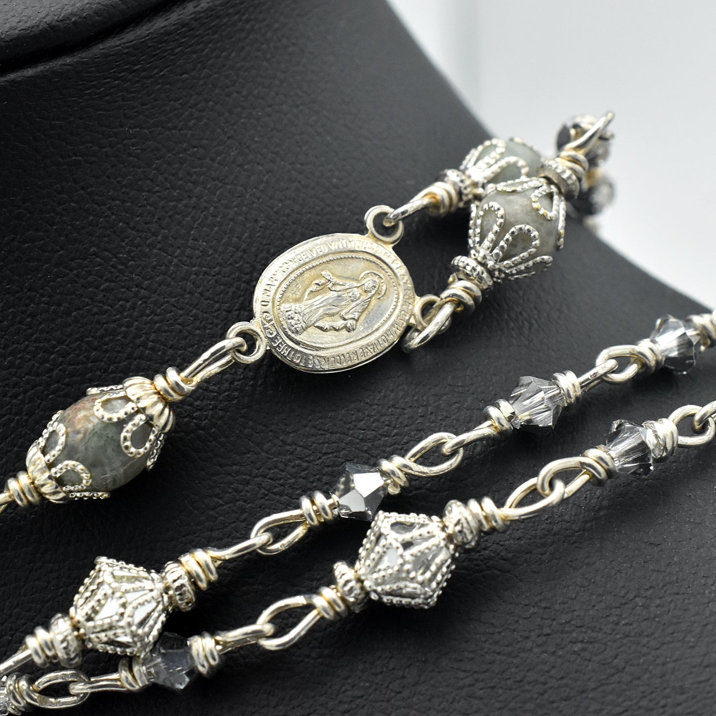 Handmade Sterling Silver & Jasper Five-Decade Rosary – One of One (21″ Length)