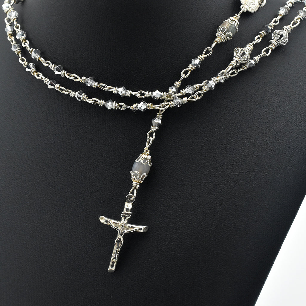 Handmade Sterling Silver & Jasper Five-Decade Rosary – One of One (21″ Length)