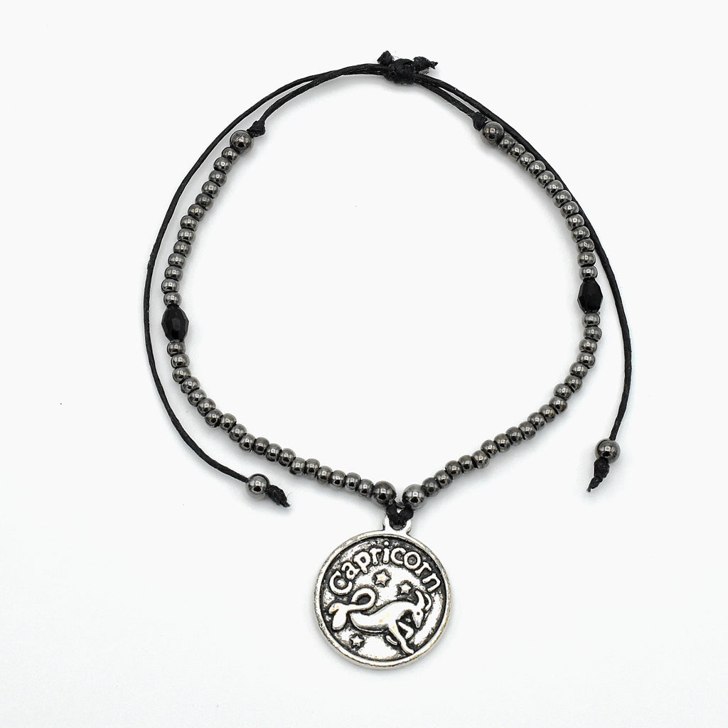 Handmade Capricorn Astrology Hematite Bracelet – Adjustable – One of One