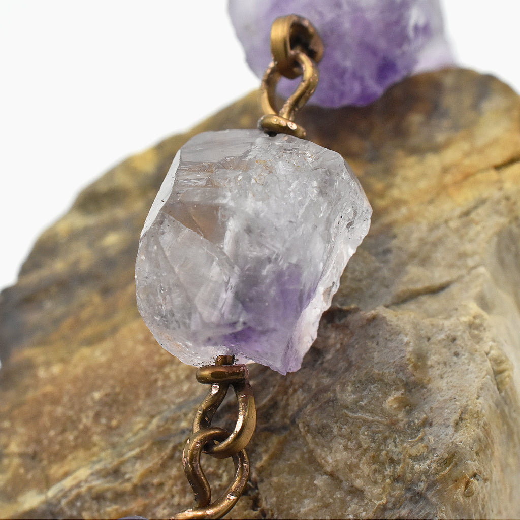 Handmade Raw Amethyst One-Decade Spiritual Chaplet – One of One (12.5" Length)