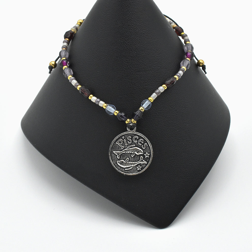 Handmade Pisces Astrology Bracelet – Adjustable – One of One