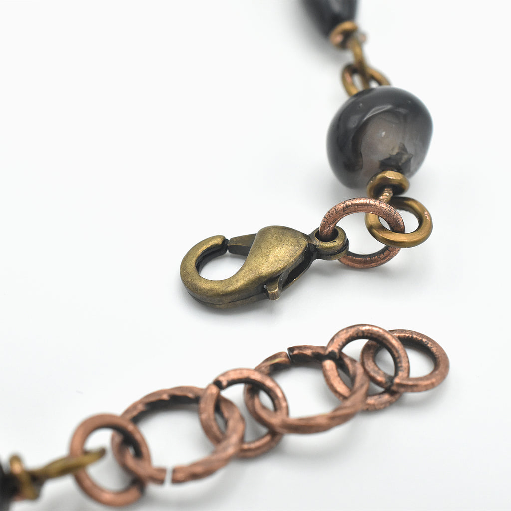 Handcrafted Carved Horn Statement Necklace – Boho Tribal Chevron & Vintage Bronze Choker
