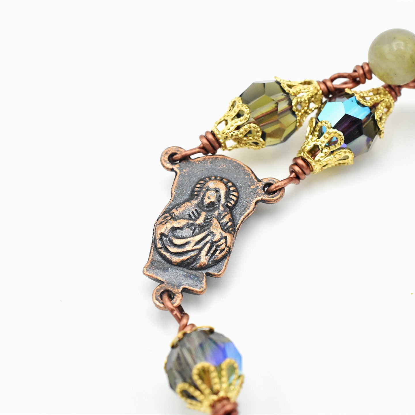 Handmade Copper & Jasper Five-Decade Rosary – One of One (24″ Length)