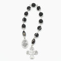 One-of-a-Kind Lava Stone Hand Rosary – Silver Plated Wire Wrapped Pocket Chaplet