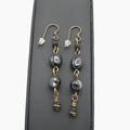 Handmade Black Agate Dangle Earrings – Copper Niobium Earwires – One of One (2.5" Length)