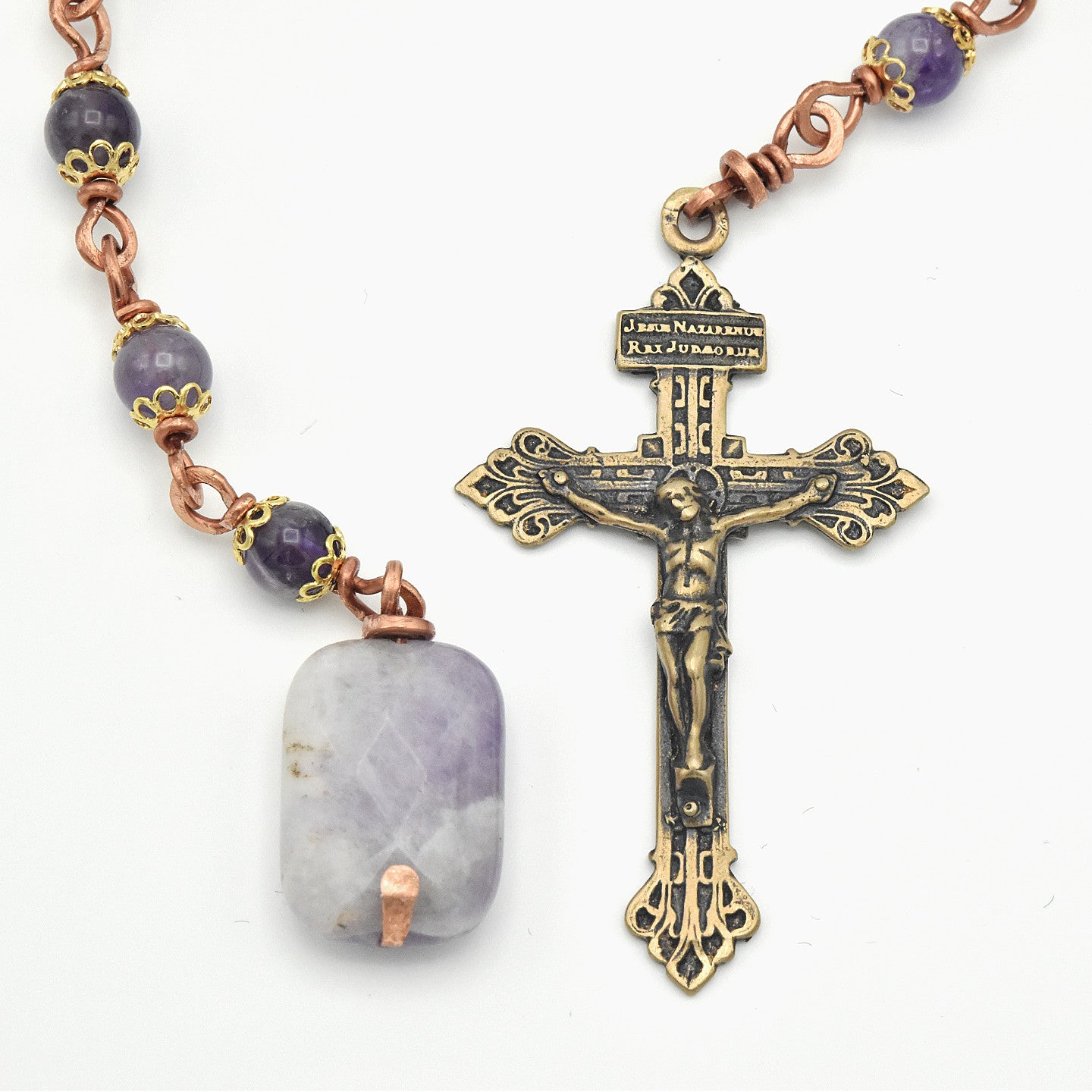 Amethyst & Copper One-Decade Pocket Chaplet – One of One (10.5" Length)