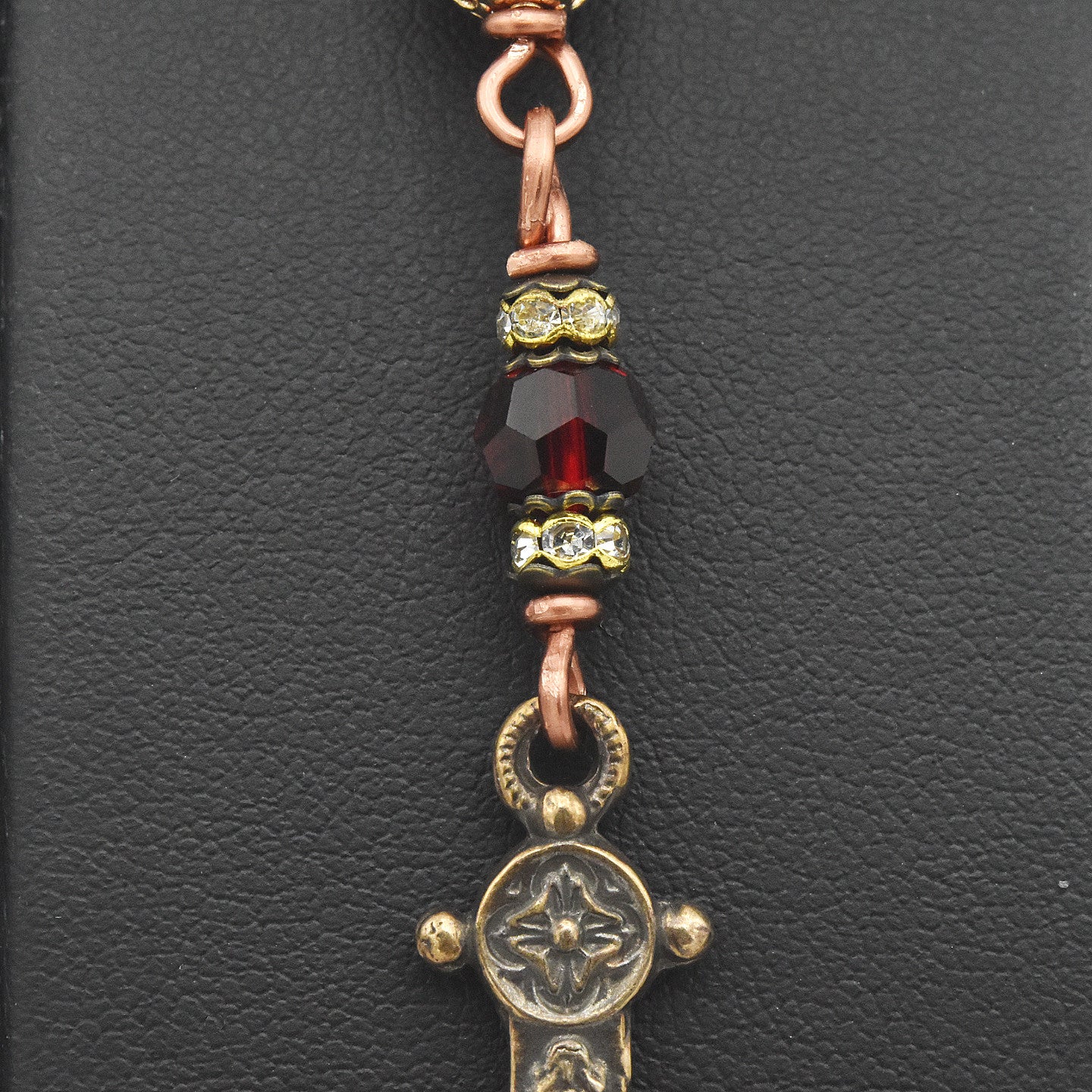 Handmade Preciosa Crystal & Copper One-Decade Pocket Chaplet – One of One (13″ Length)