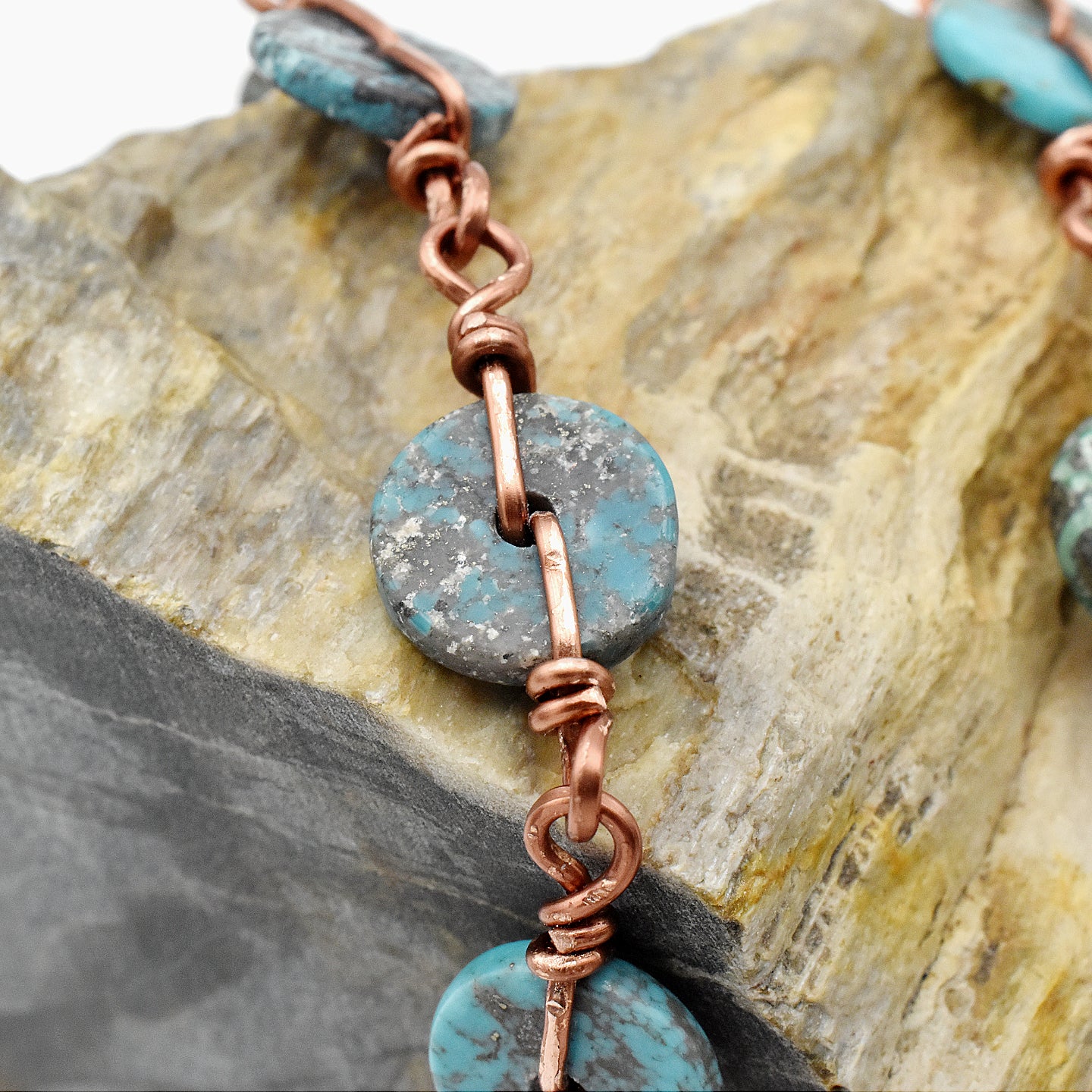 Handmade Turquoise & Copper One-Decade Spiritual Chaplet – One of One (13.25" Length)