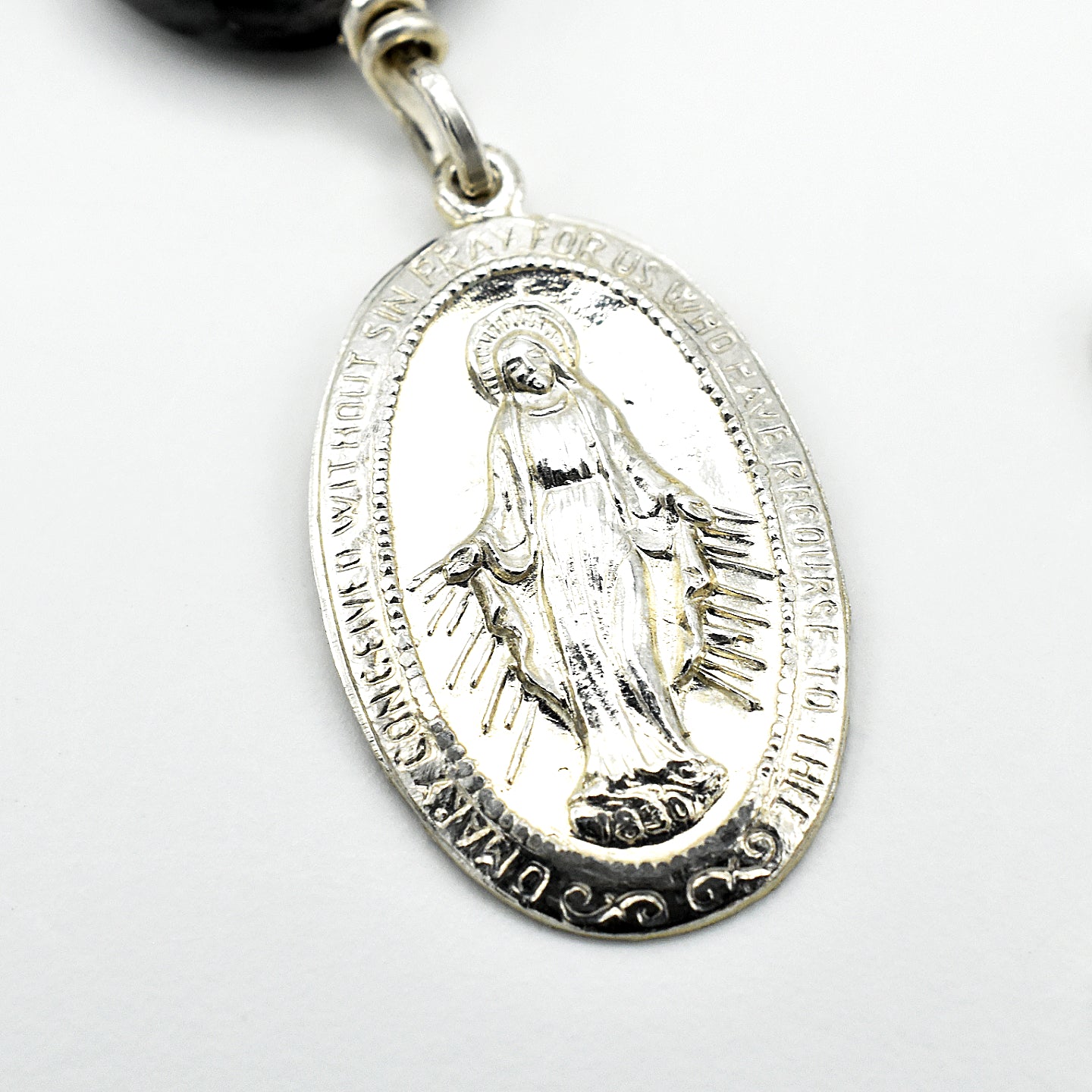Silver Labradorite Chaplet - Single Decade Pocket Rosary with Miraculous Medal
