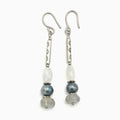 Handmade Moonstone & Labradorite Drop Earrings – One of One (2" Length)