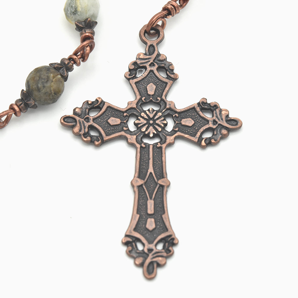 Handmade Copper & Marble Pocket Chaplet – One of One