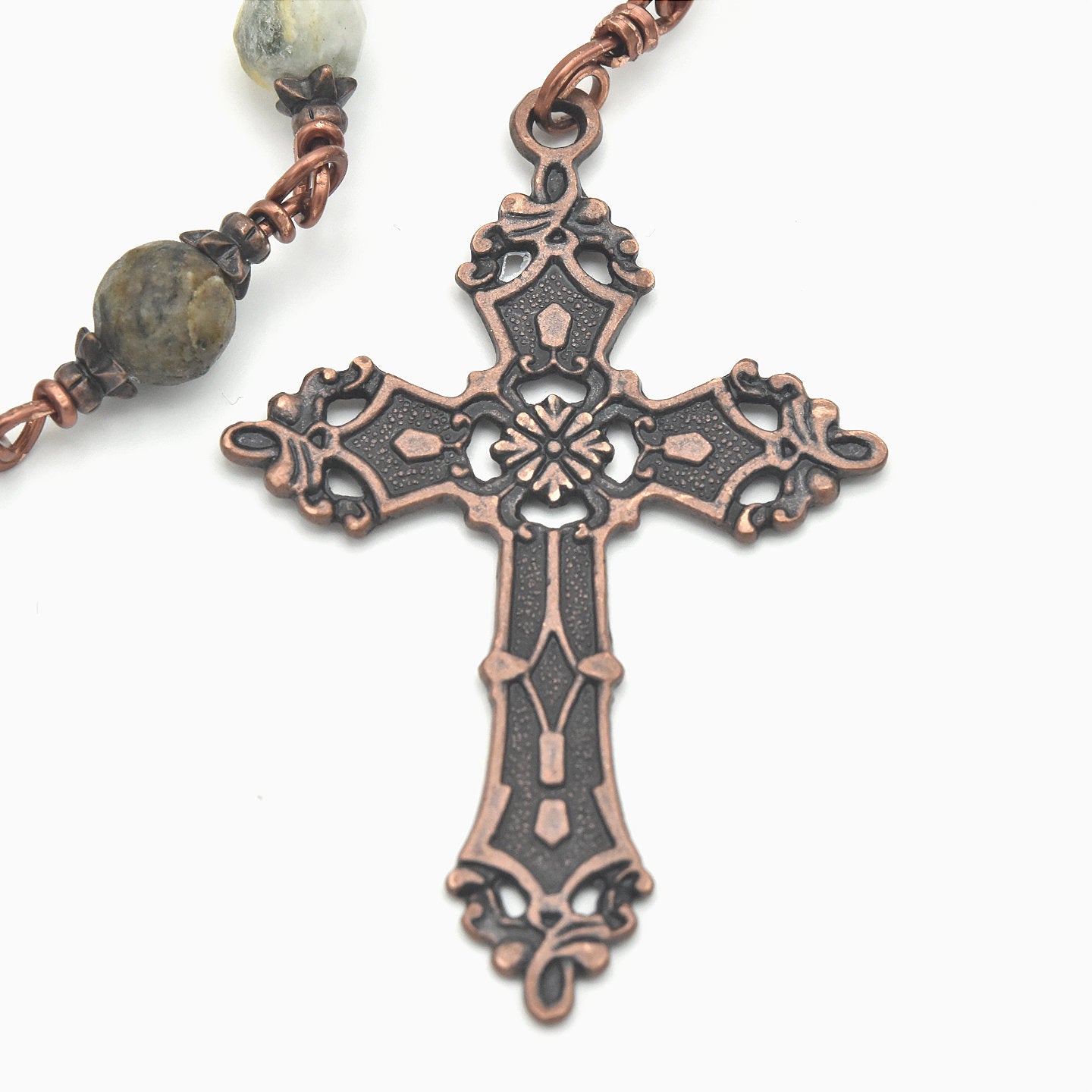 Handmade Copper & Marble Pocket Chaplet – One of One