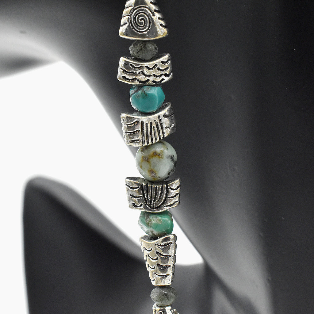Handmade Fish Drop Earrings – Sterling Silver – Emerald & African Turquoise – One of One (3.8" Length)