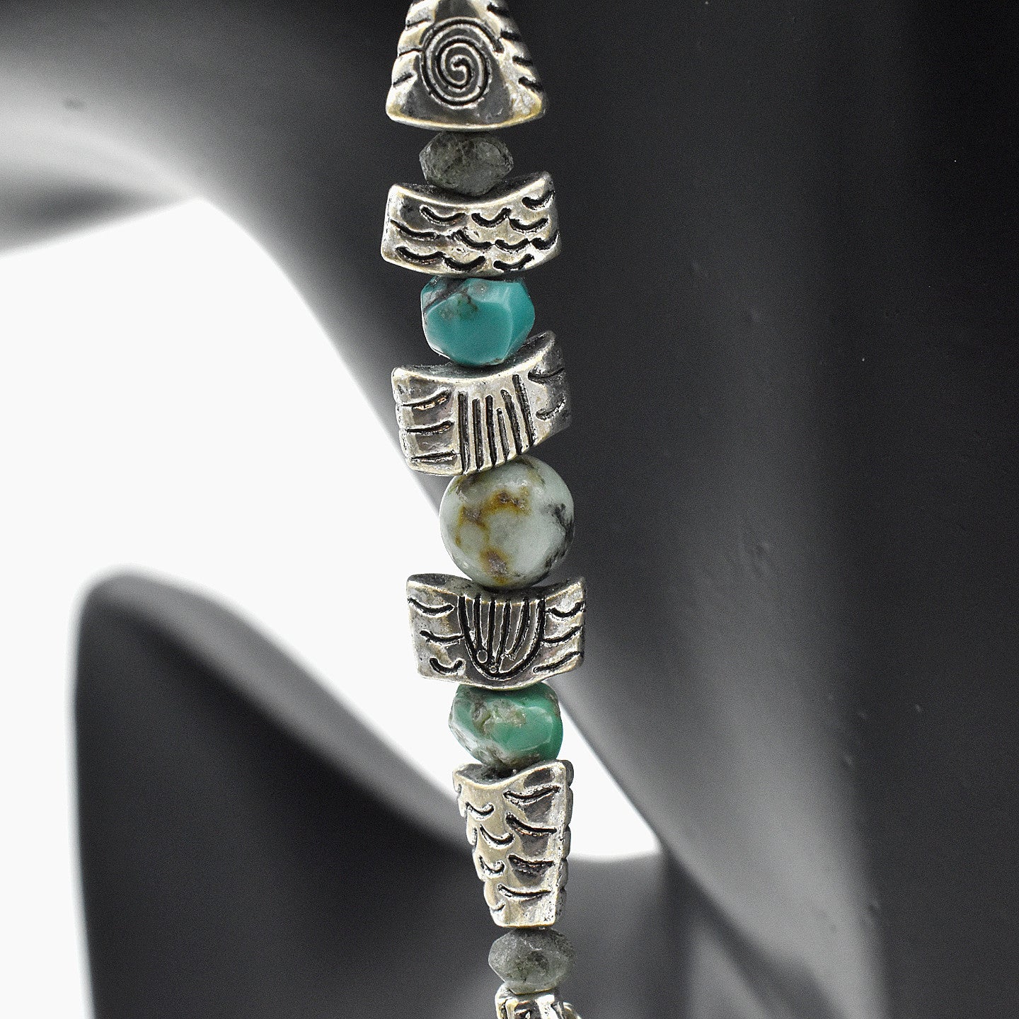 Handmade Fish Drop Earrings – Sterling Silver – Emerald & African Turquoise – One of One (3.8" Length)