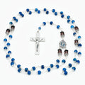 Handmade Silver-Plated Blue Fire Agate & Purple Glass Five-Decade Wall Rosary – One of One (40″ Length)