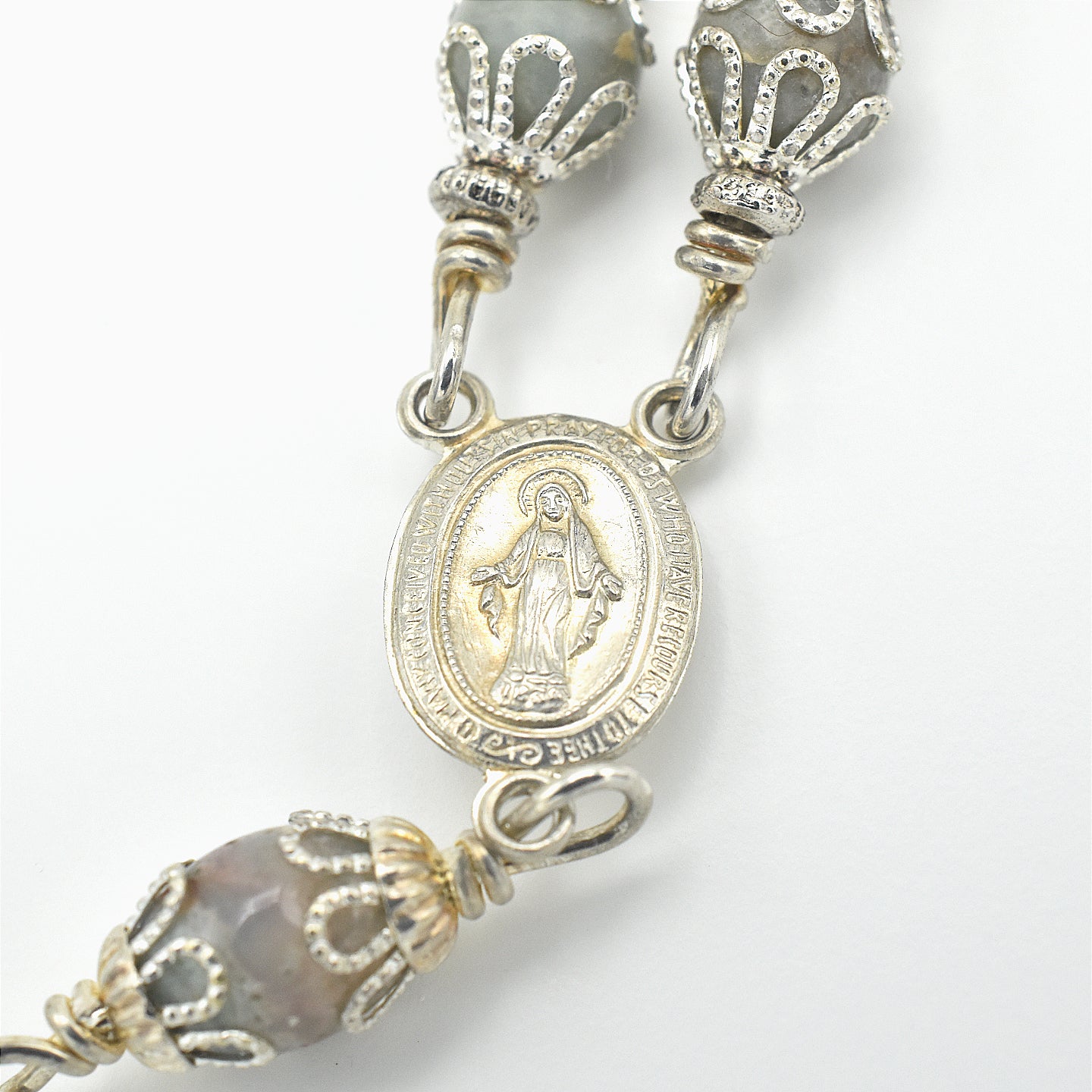 Handmade Sterling Silver & Jasper Five-Decade Rosary – One of One (21″ Length)