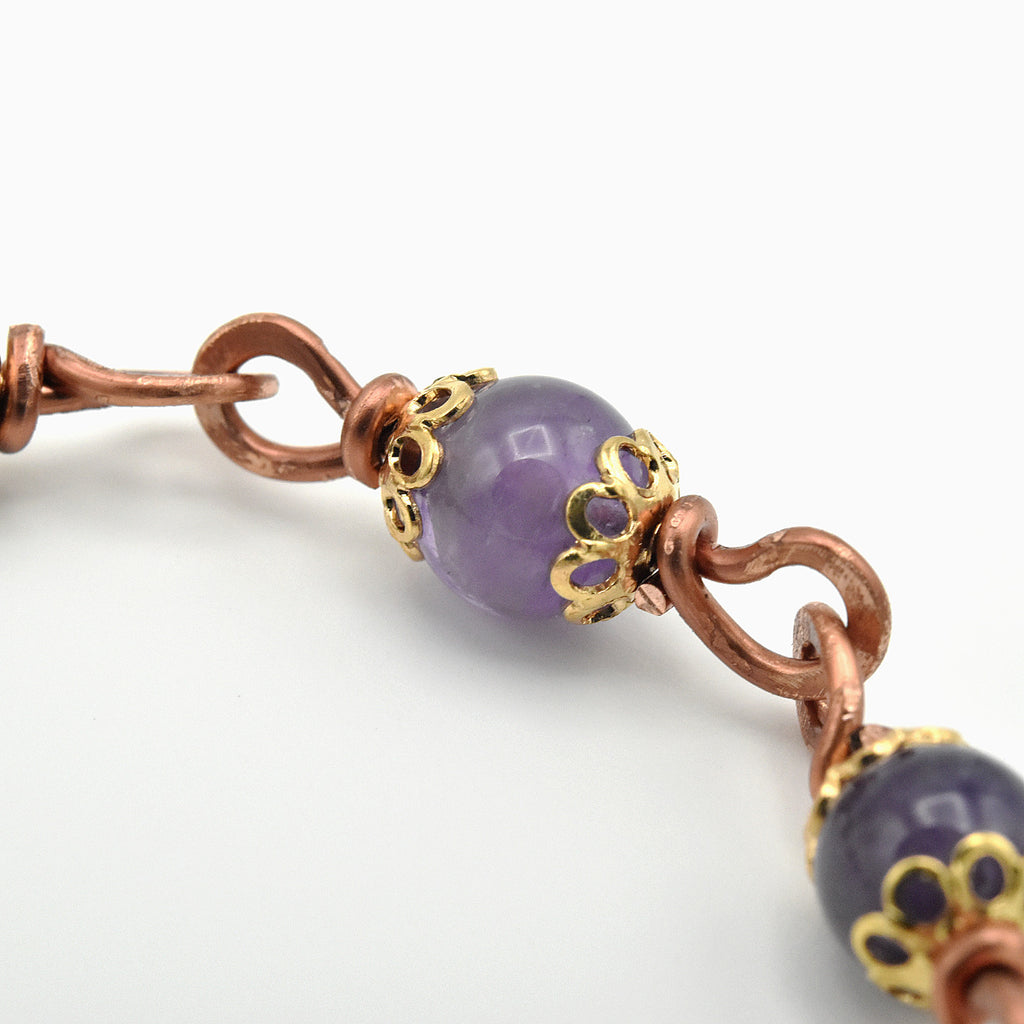 Amethyst & Copper One-Decade Pocket Chaplet – One of One (10.5" Length)