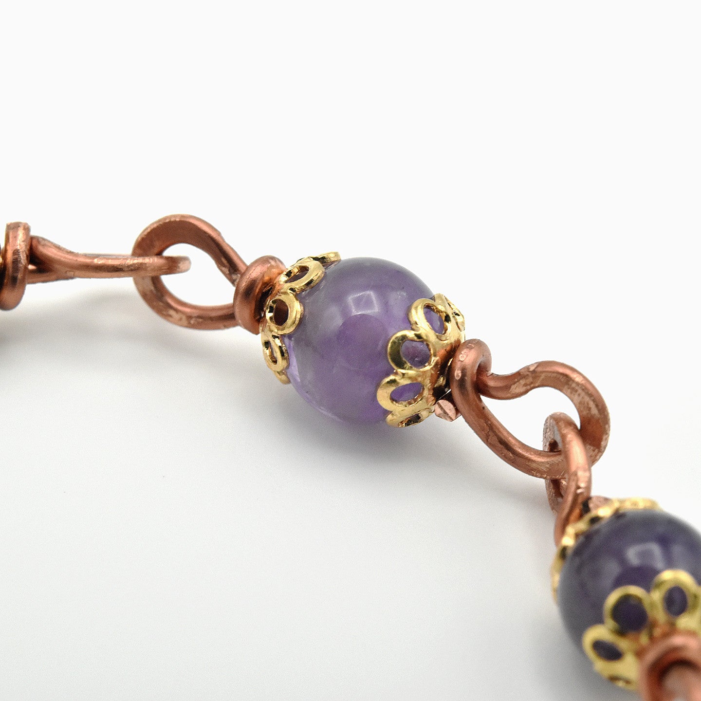 Amethyst & Copper One-Decade Pocket Chaplet – One of One (10.5" Length)