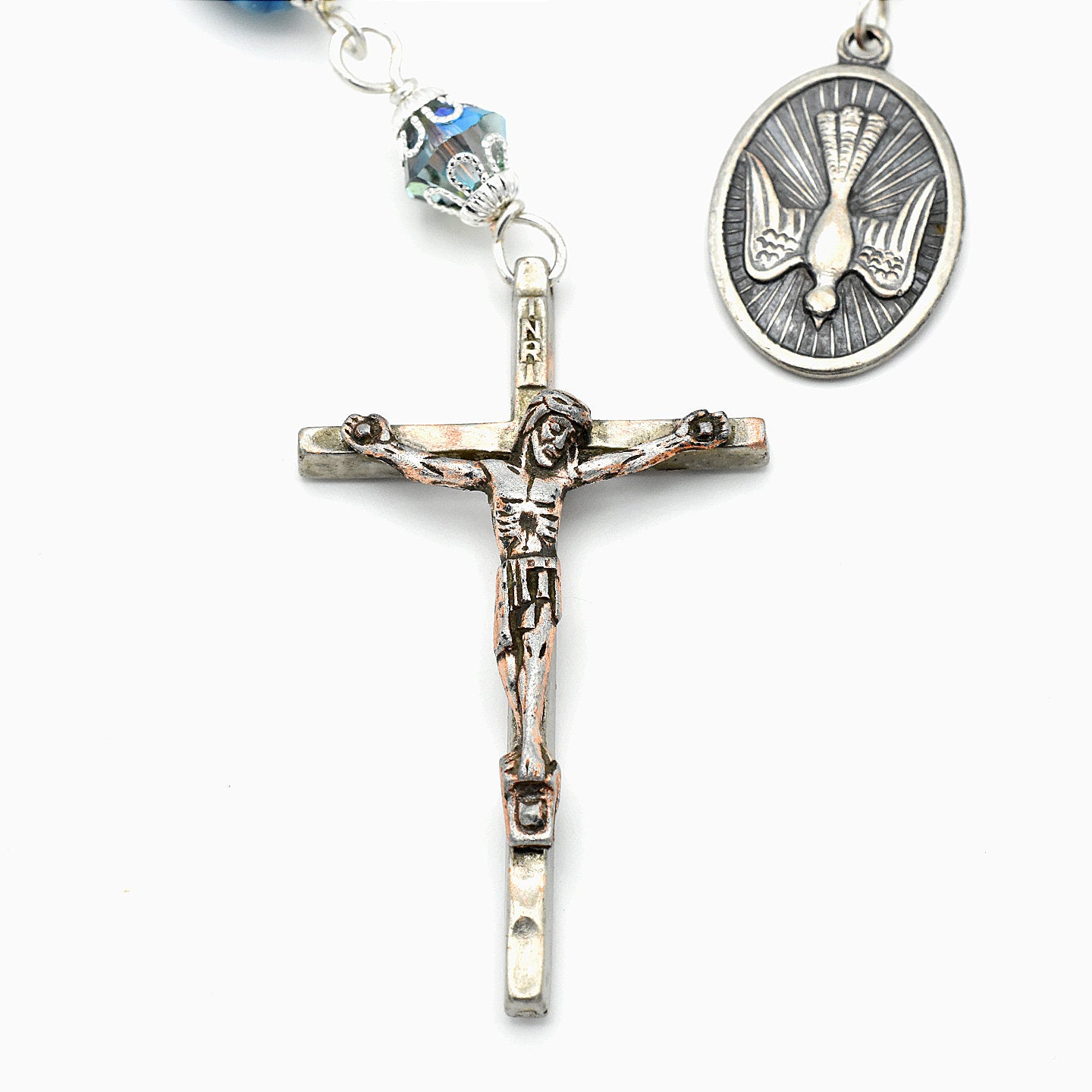 Handmade Mother of Pearl Pocket Rosary - Italian Holy Dove Spirit Chaplet