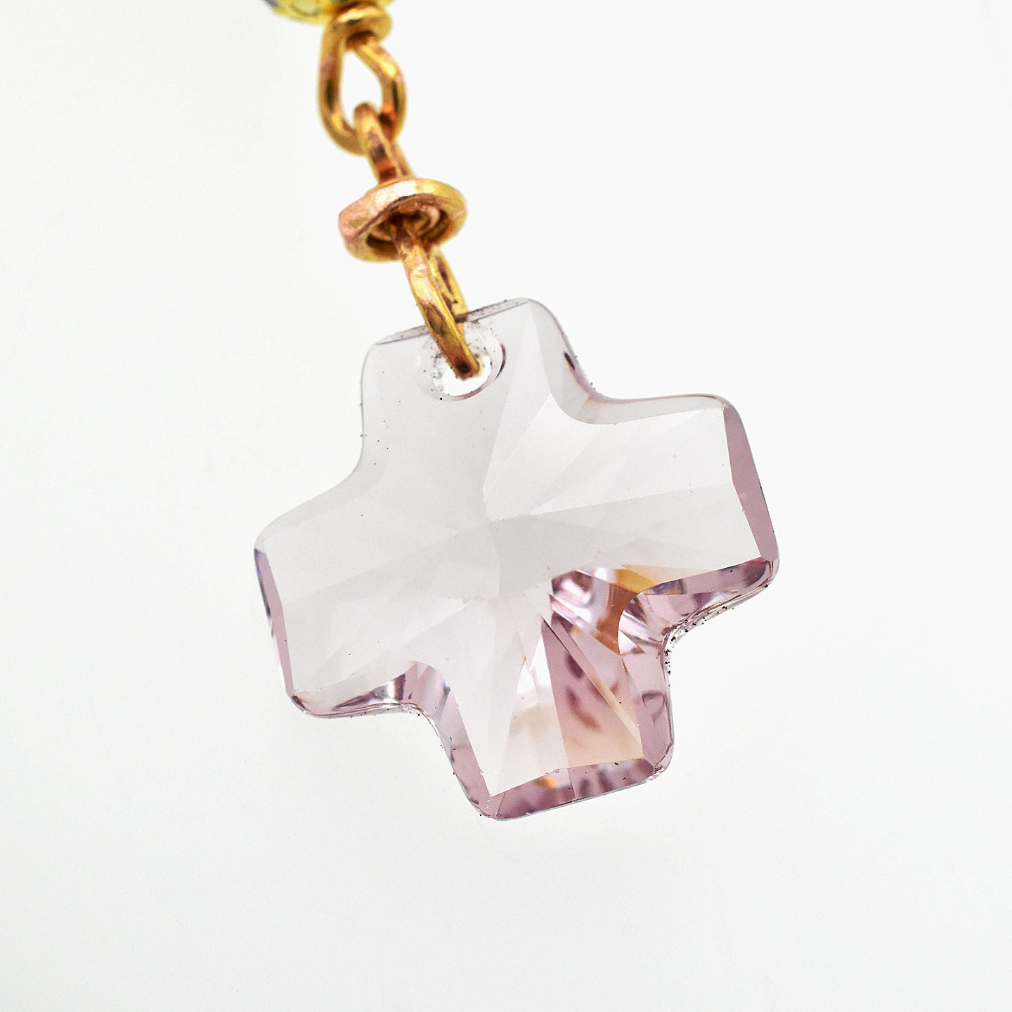 Our Lady of Guadalupe Chaplet - Pink Swarovski Crystal & Gold Toned Pocket Rosary