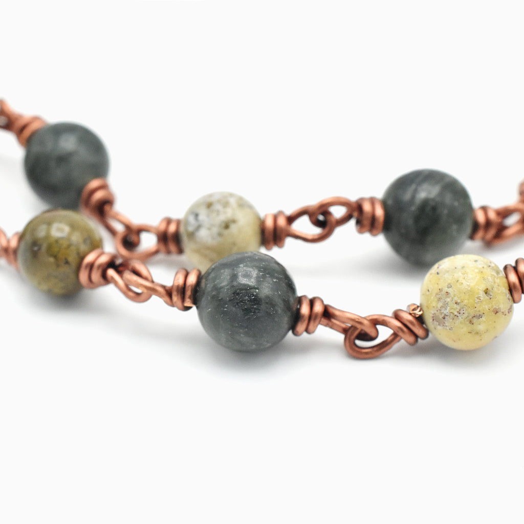 Handmade Copper & Jasper Five-Decade Rosary – One of One (24″ Length)