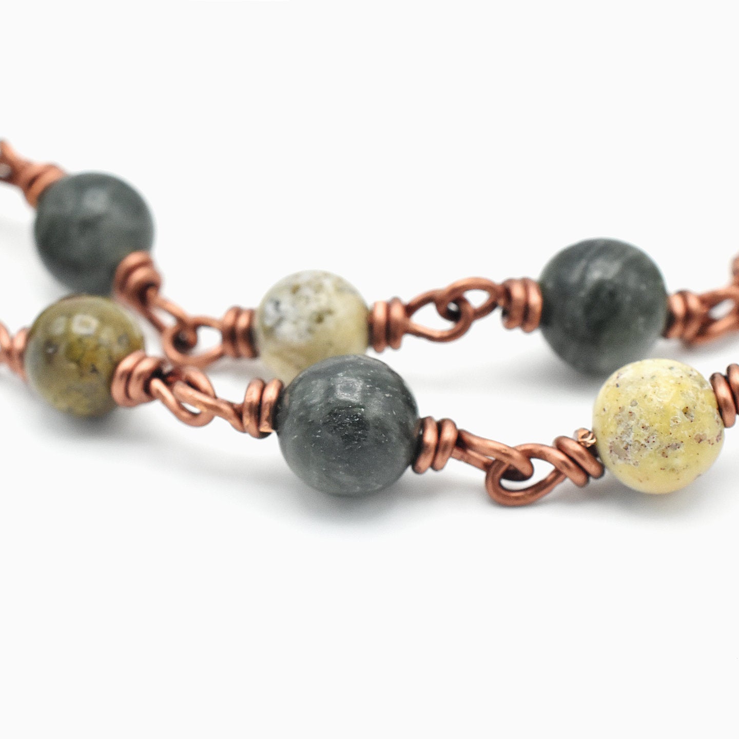 Handmade Copper & Jasper Five-Decade Rosary – One of One (24″ Length)