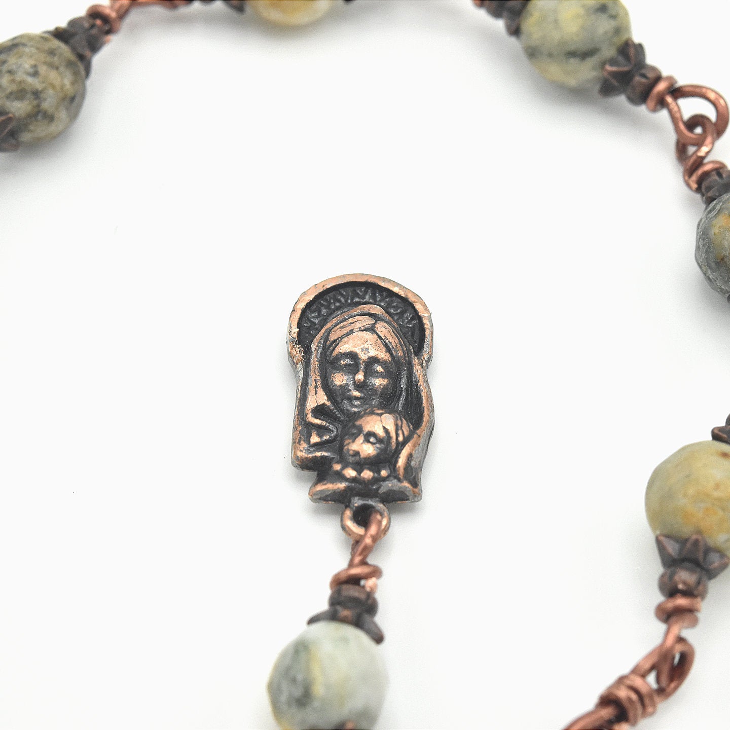 Handmade Copper & Marble Pocket Chaplet – One of One