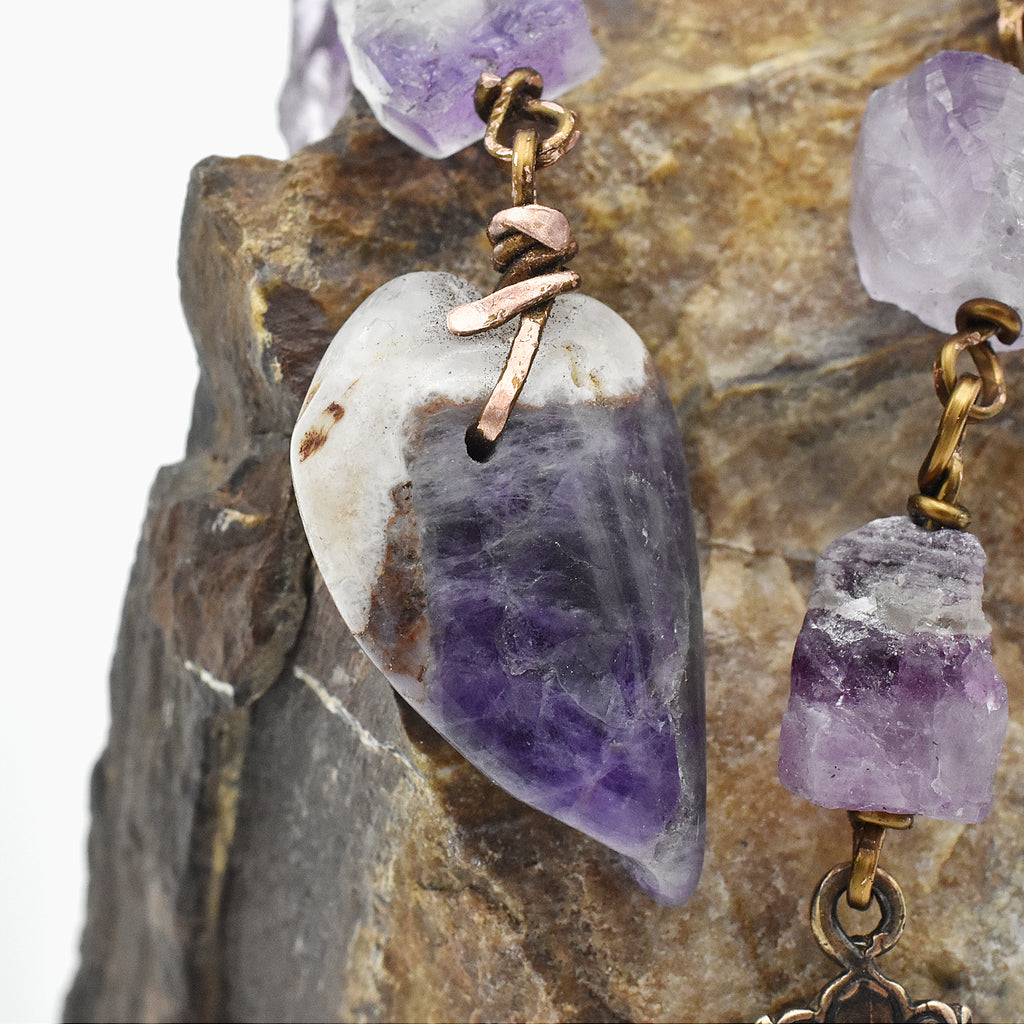 Handmade Raw Amethyst One-Decade Spiritual Chaplet – One of One (12.5" Length)