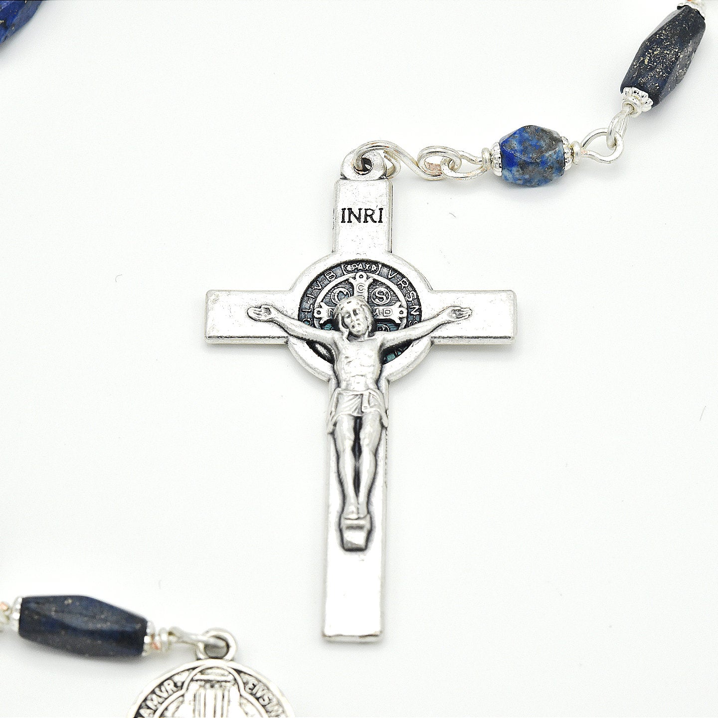 Handmade Silver-Plated Lapis Pocket Chaplet – One of One (12.5″ Length)