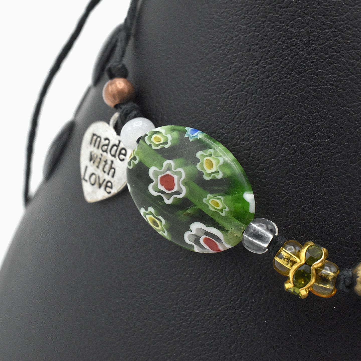 Handmade Taurus Zodiac Bracelet – Millefiori Glass – Adjustable – One of One