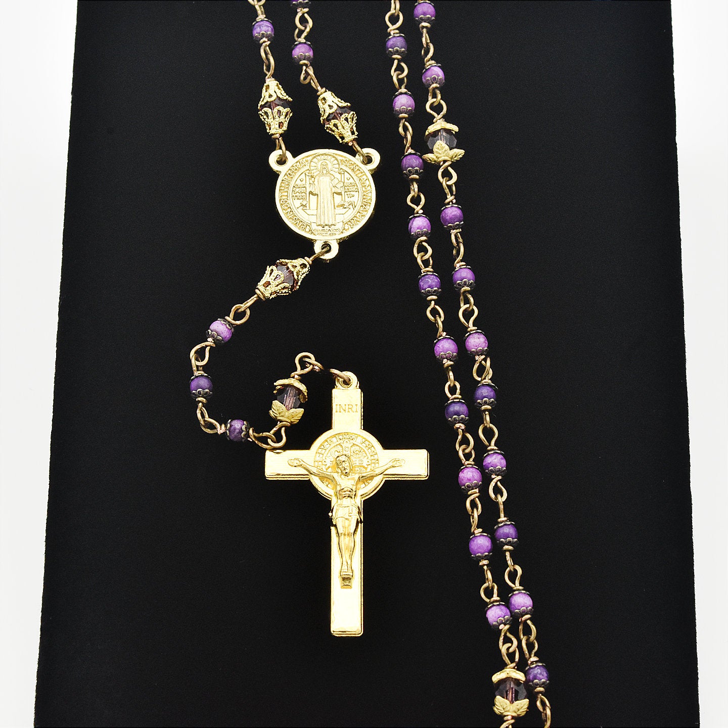 Handmade Copper & Purple Crazy Lace Agate Five-Decade Rosary – One of One (22″ Length)