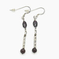 Handmade Garnet & Natural Stone Dangle Earrings – Sterling Silver Earwires – One of One (2.5" Length)
