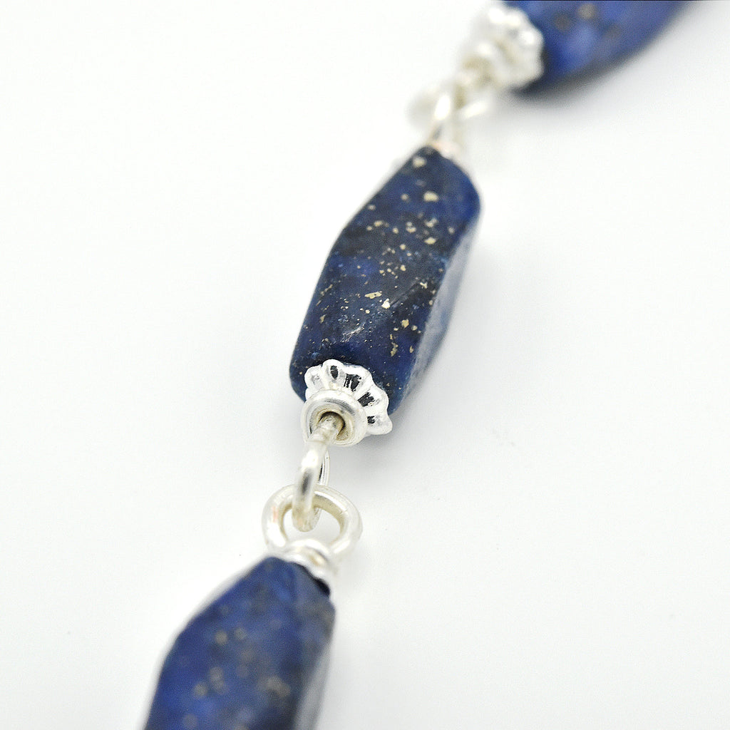 Handmade Silver-Plated Lapis Pocket Chaplet – One of One (12.5″ Length)