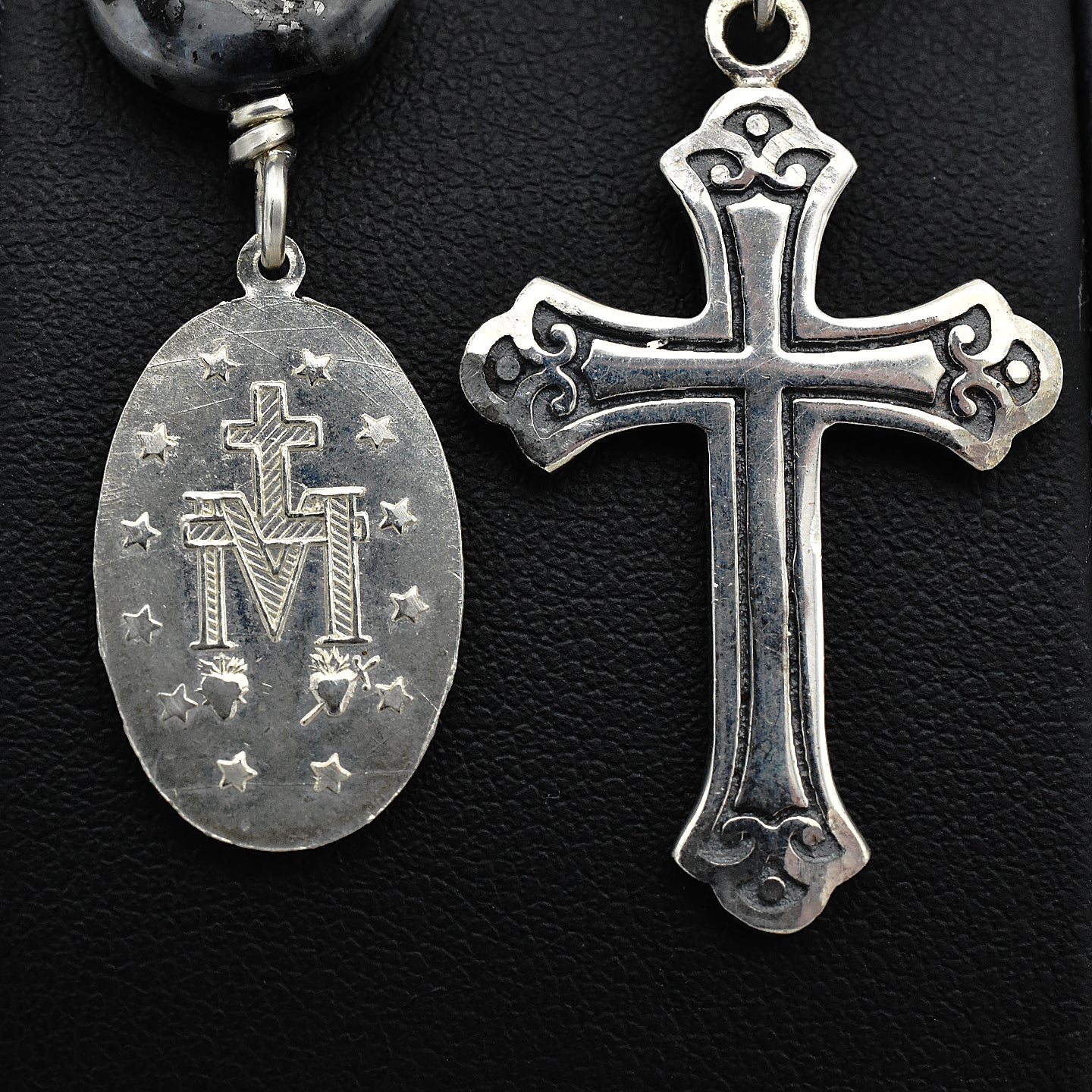 Silver Labradorite Chaplet - Single Decade Pocket Rosary with Miraculous Medal