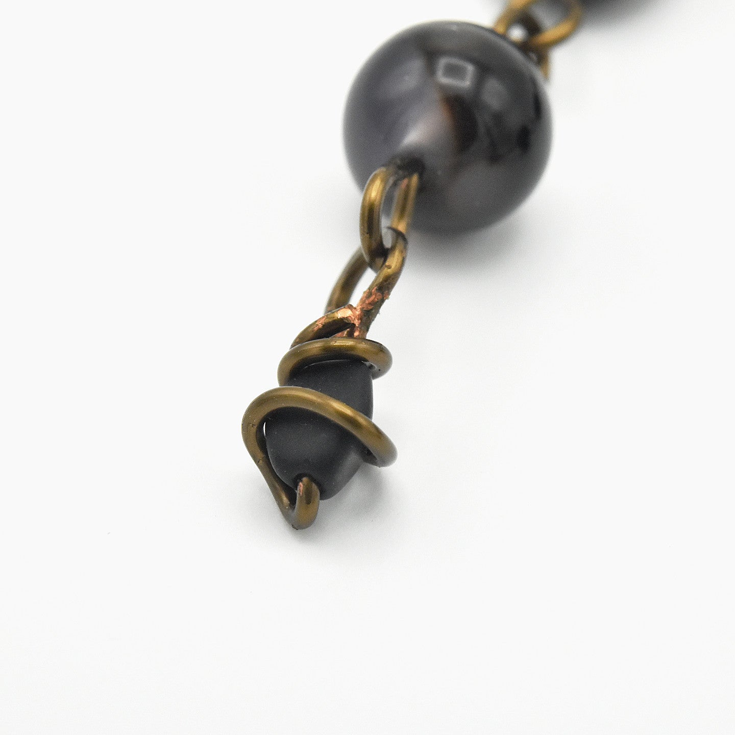 Handmade Black Agate Dangle Earrings – Copper Niobium Earwires – One of One (2.5" Length)