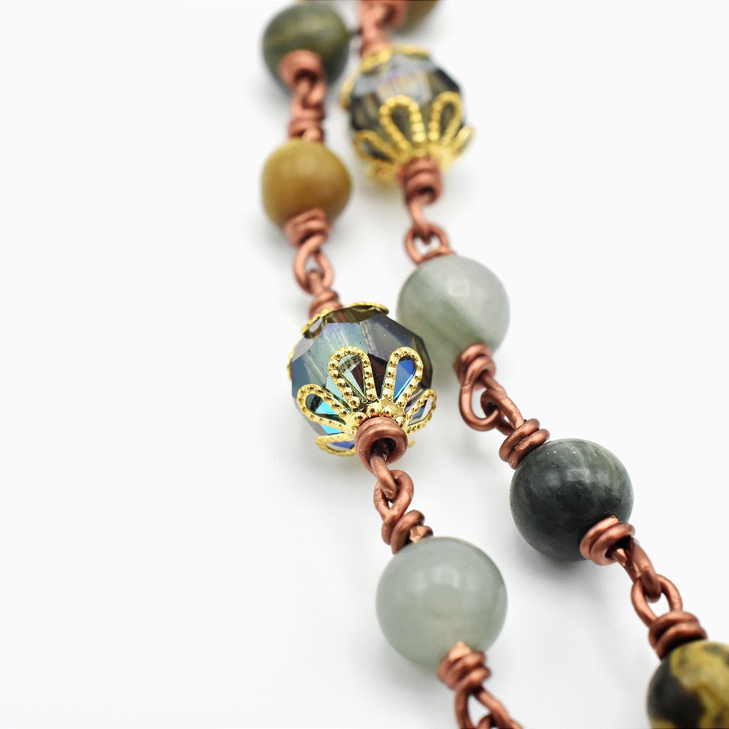 Handmade Copper & Jasper Five-Decade Rosary – One of One (24″ Length)
