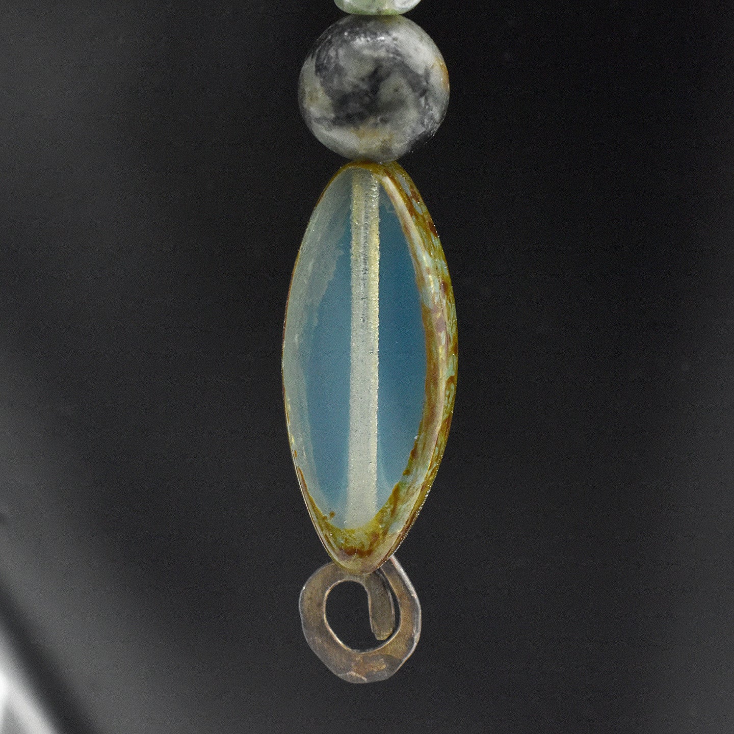 Handmade Turquoise & Glass Drop Earrings – Sterling Silver – One of One (2.5" Length)